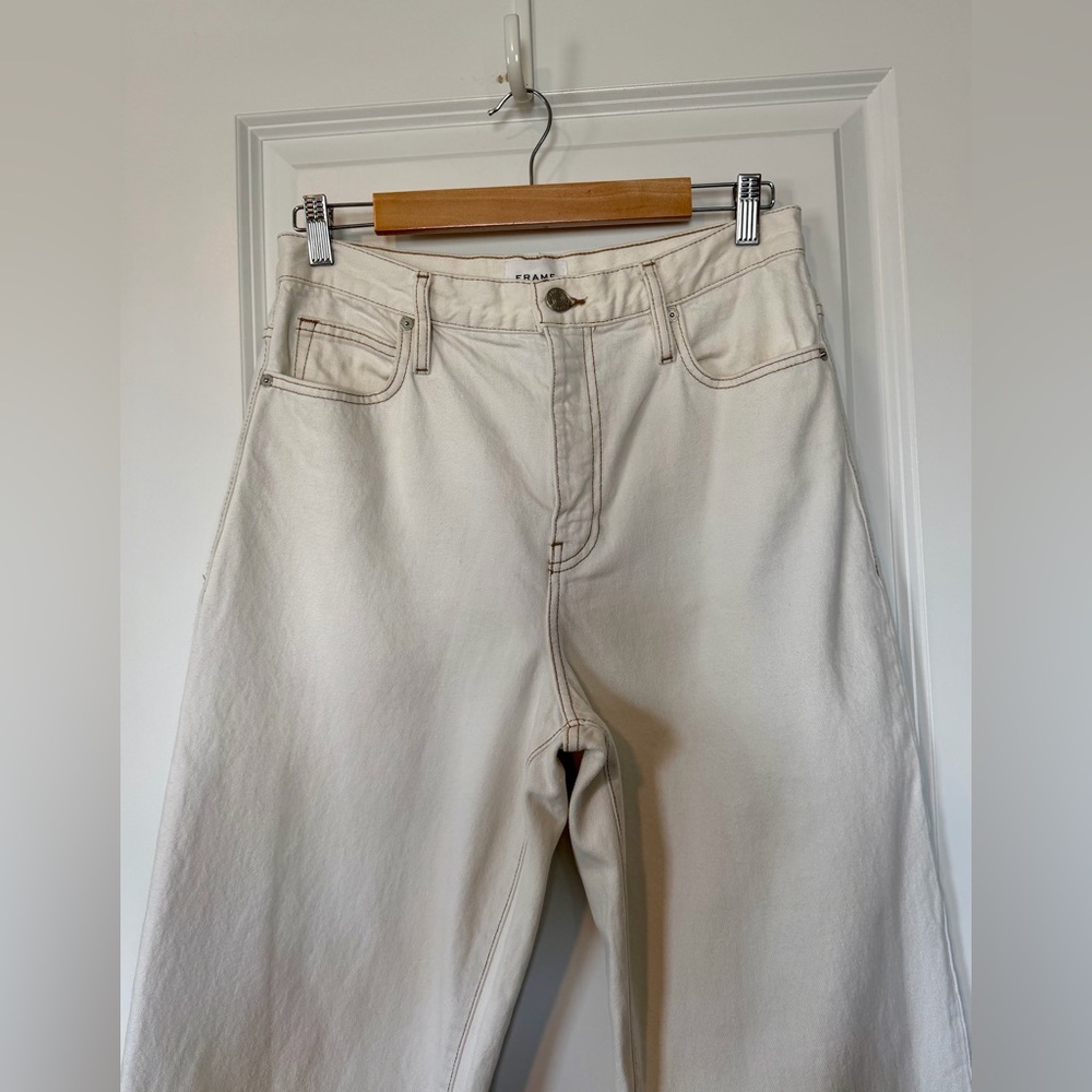 FRAME Ultra High Rise Barrel Jeans Ecru Size 29 - Picture 4 of 12